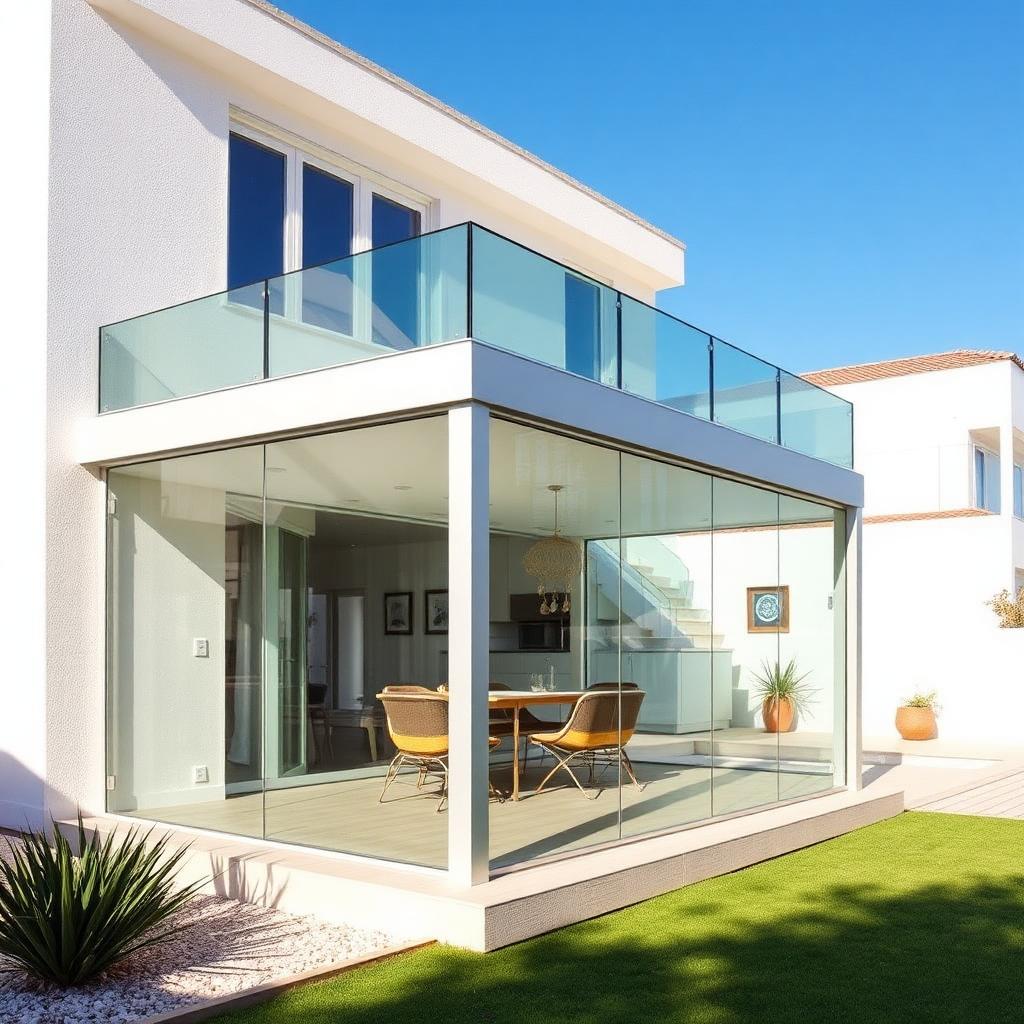 Véranda vitrée en aluminium sur une villa