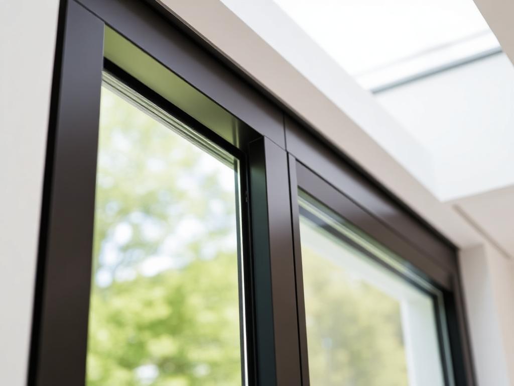 Fenêtre en aluminium noir avec double vitrage dans un intérieur moderne