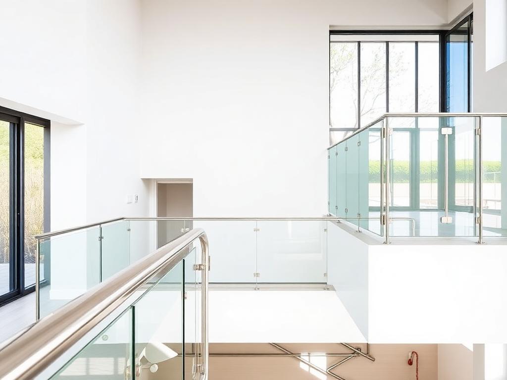 Garde-corps en inox et verre dans une villa moderne